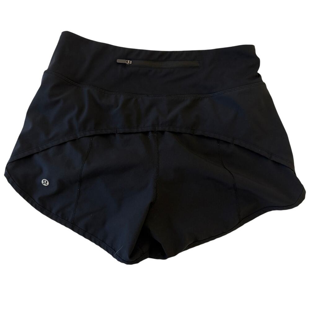 Lululemon Speed Up Short Black Size 6 Lined Running Shorts Zip Pocket